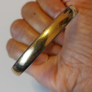 Vintage Signed Monet Pale Gold Tone Solid Metal Bangle Bracelet Kid Size